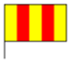 赤の縦縞のある黄旗