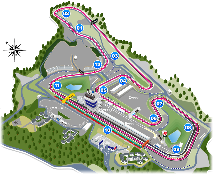 岡山国際サーキットのコース図